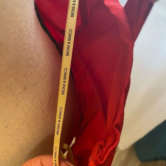 Bronx and Banco red satin belted dress, size XL (10) - Picture 7 of 14